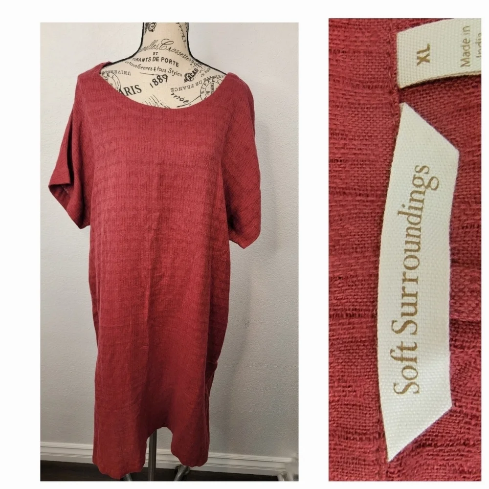 Soft Surroundings Shift Dress XL Ted Remi Linen Blend Gauze 2DK10